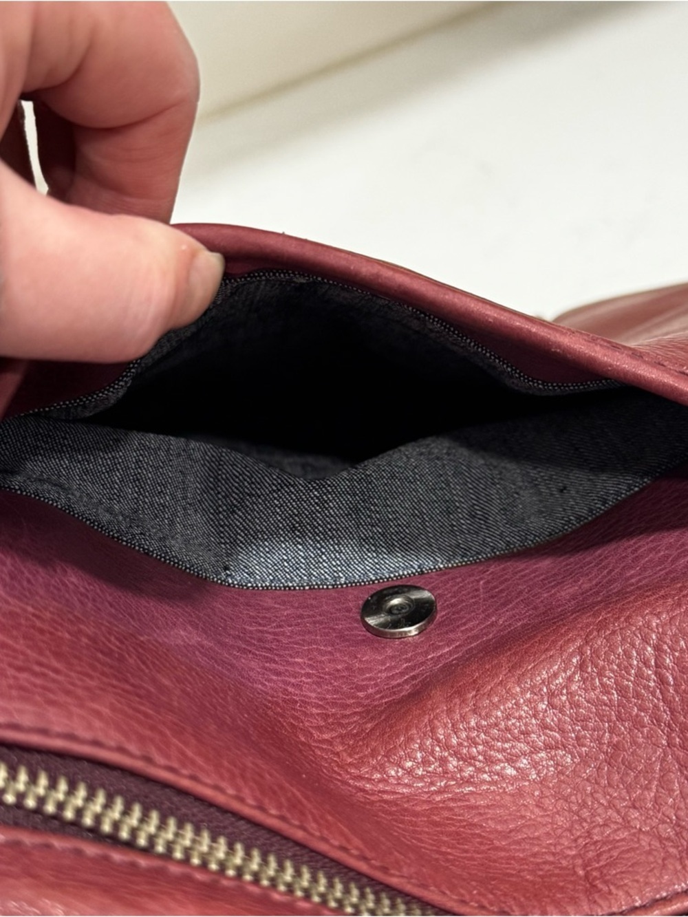 Christopher Kon Maroon Leather Hobo Bag - Pleated Slouchy Shoulder Purse - Picture 11 of 15